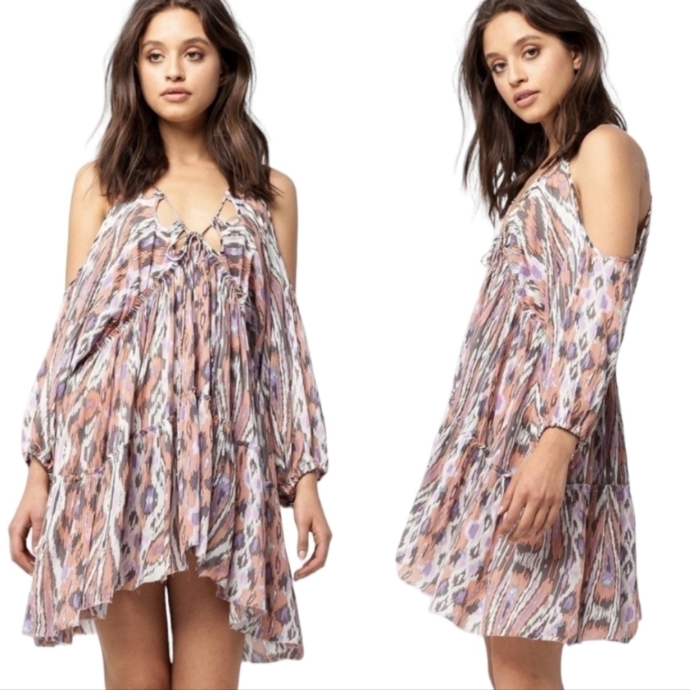 FREE PEOPLE Monarch cold shoulder mini dress NWT lightweight
